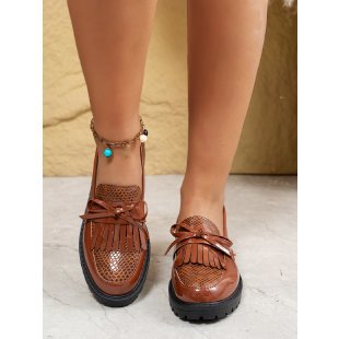 Mocassins pour femmes avec application de franges à la mode et semelle antidérapante R&B