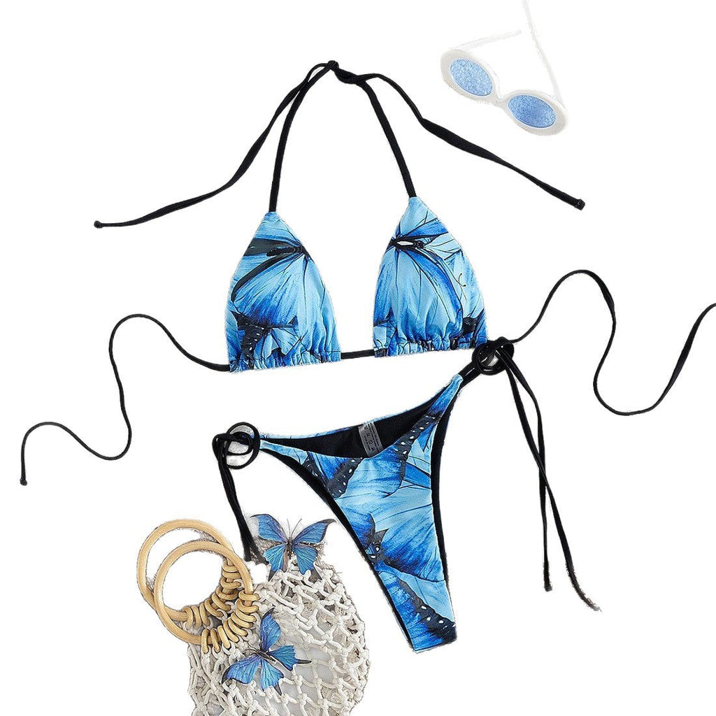Ensemble de bikini triangle pour femmes avec design floral de papillon R&B