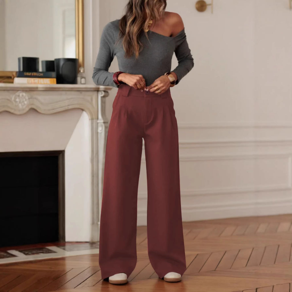 Pantalon de costume large taille haute pour femmes avec plis et pli de repassage Echoarchiv