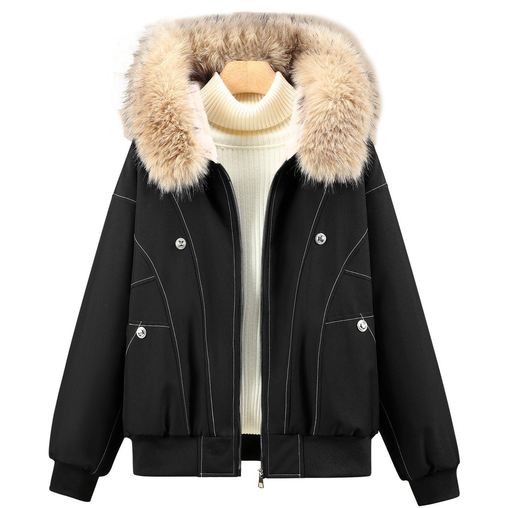Veste bomber thermique pour femmes, courte, avec col en fausse fourrure amovible, col montant et bords côtelés Echo Archiv