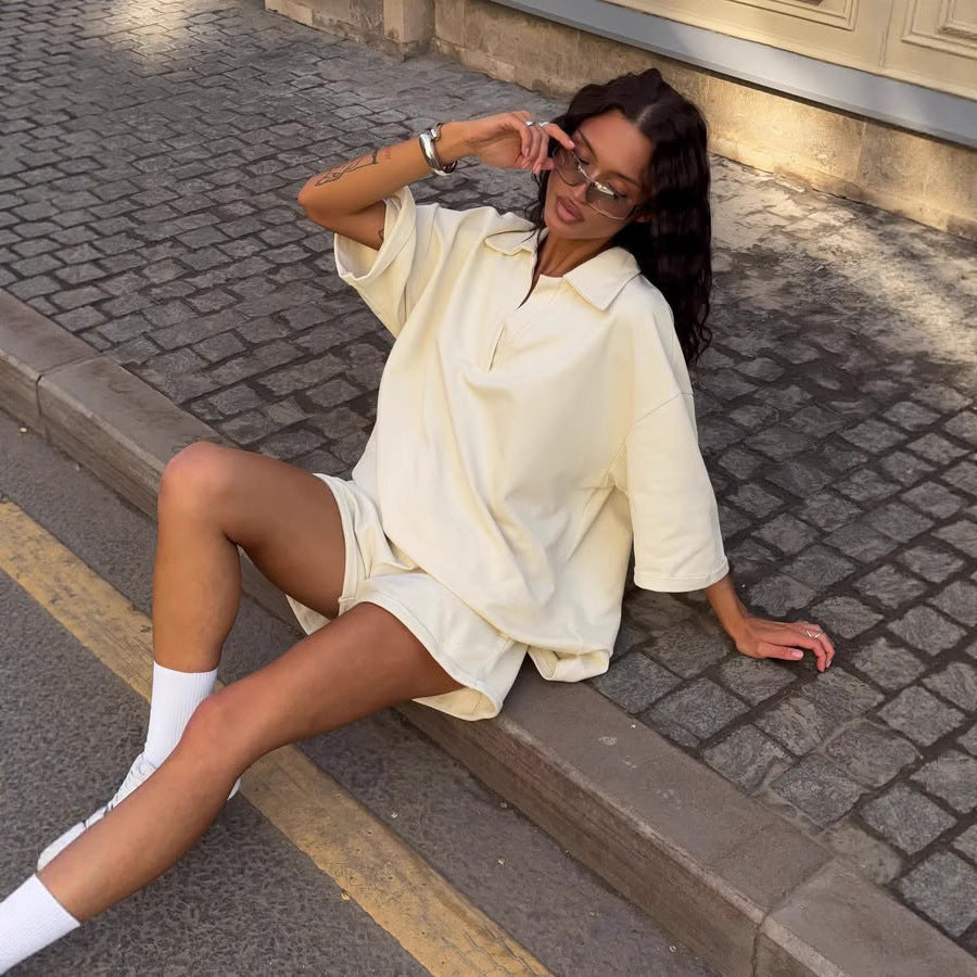 Robe polo ample pour femmes avec shorts lounge courts en jersey Echo Archive