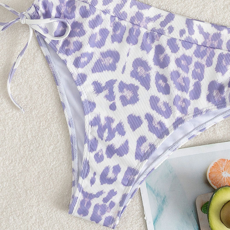 Bikini taille haute pour femmes avec un motif léopard ludique R&B