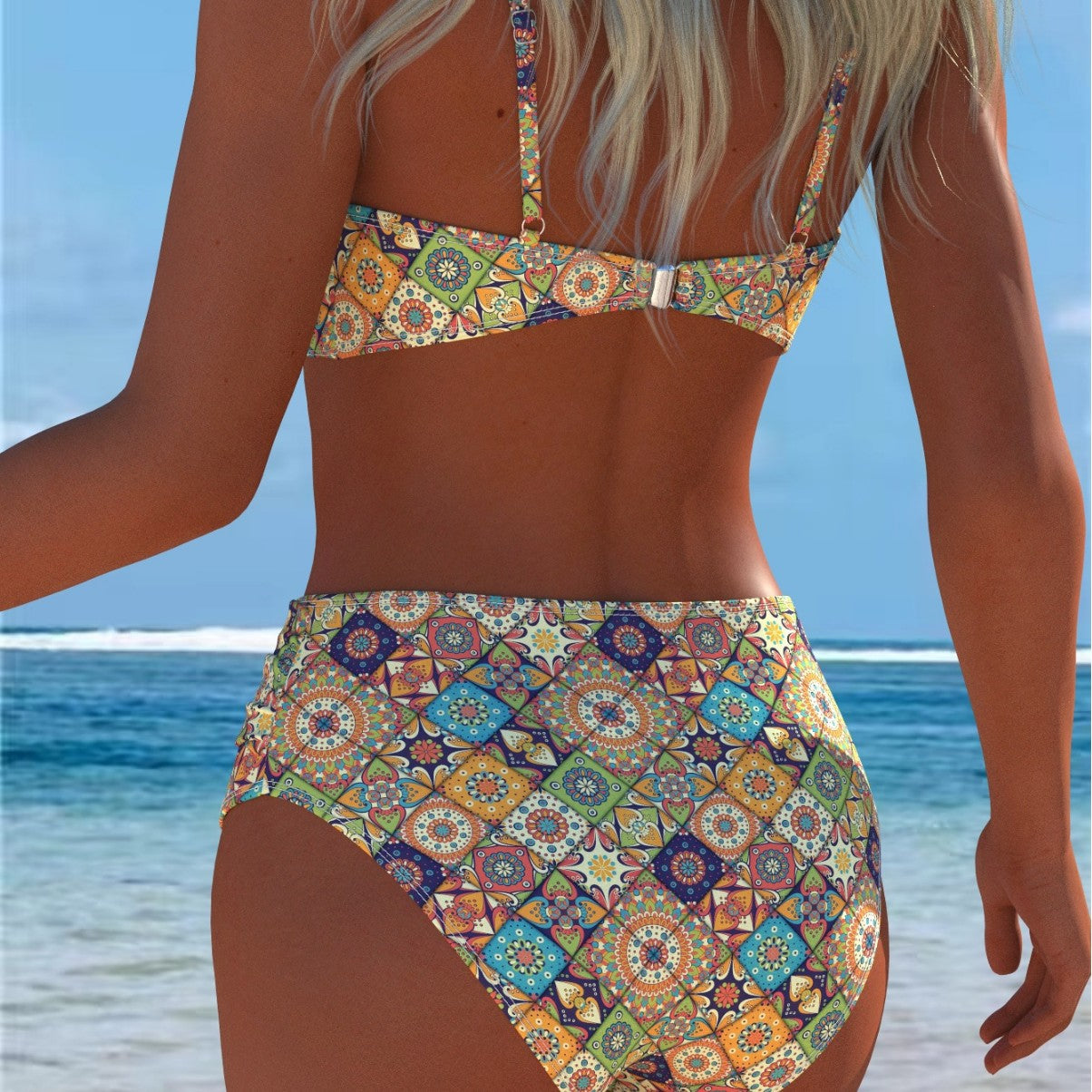 Ensemble de bikini pour femmes avec haut balconnet élégant et shorts de bain taille haute R&B