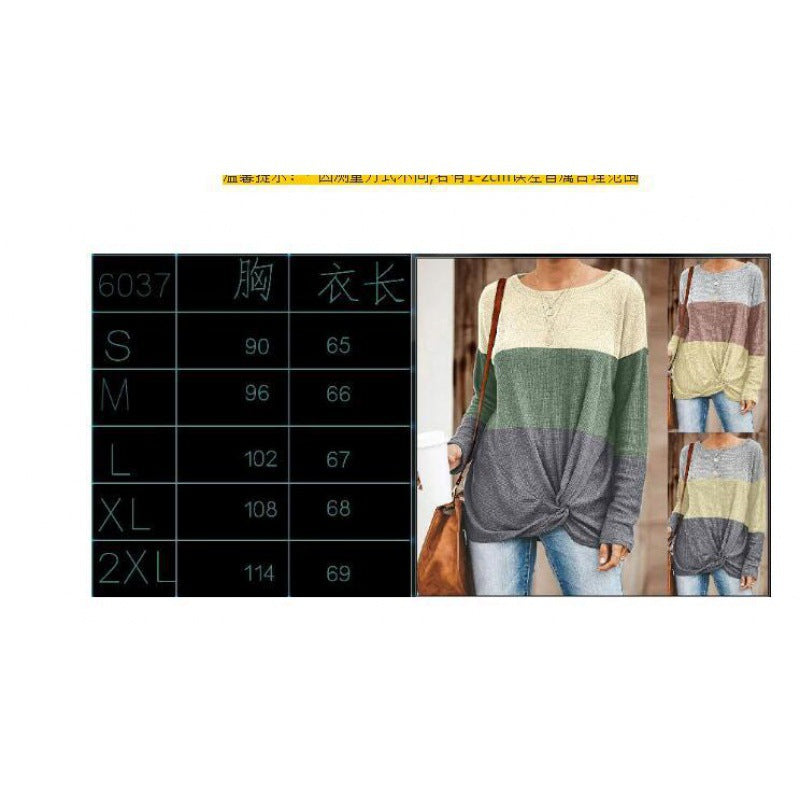 Pull en maille colorblock pour femmes avec détail twist et col rond Echo Archive
