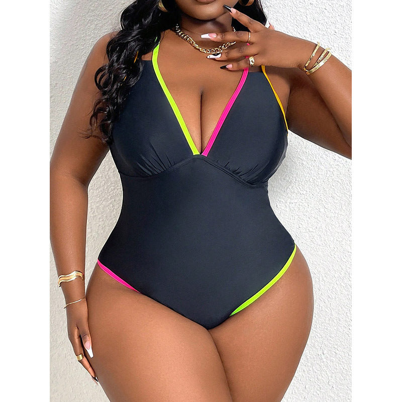 Maillot de bain une pièce élégant pour femmes avec des détails contrastés R&B
