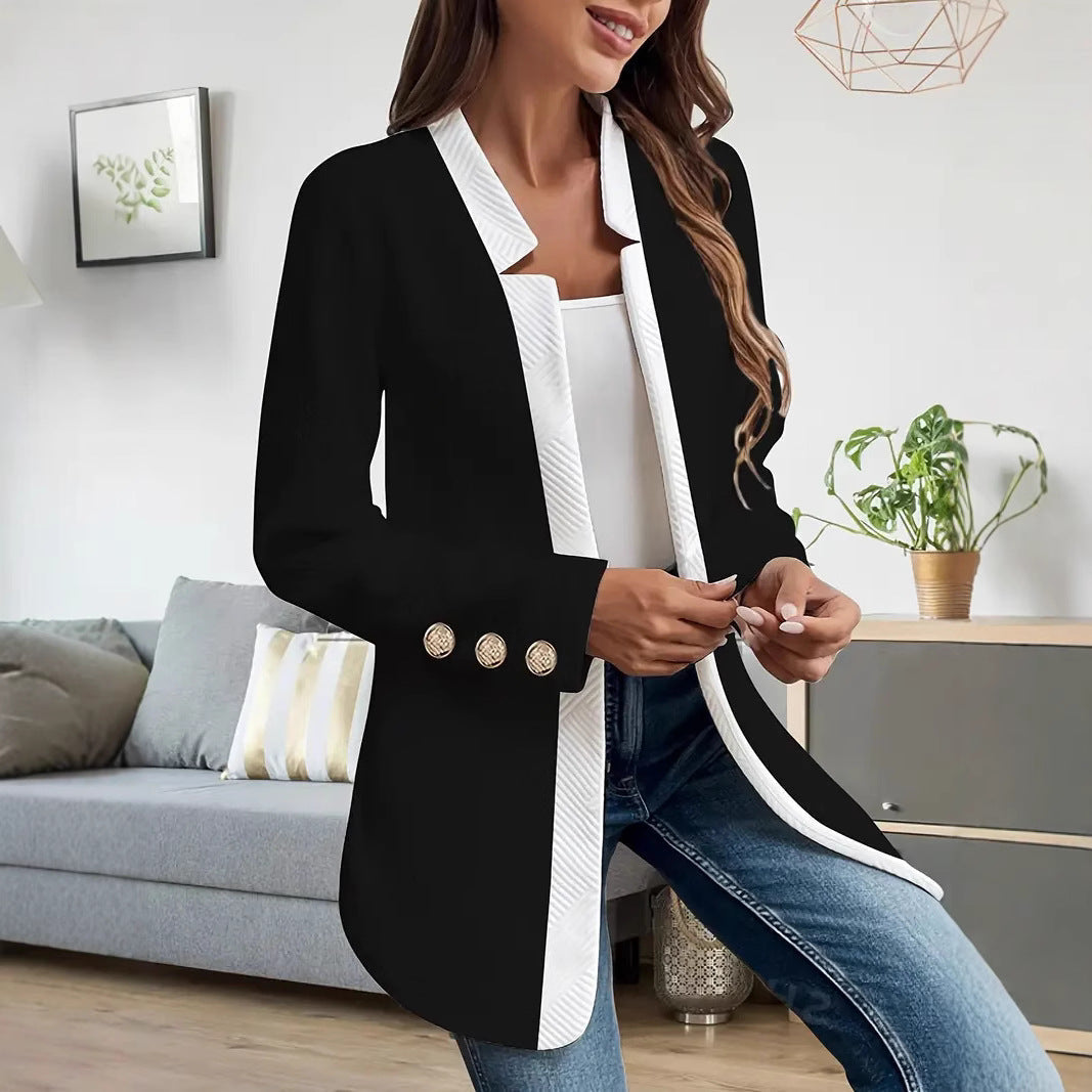 Veste blazer pour femmes avec coupe ajustée et col contrasté