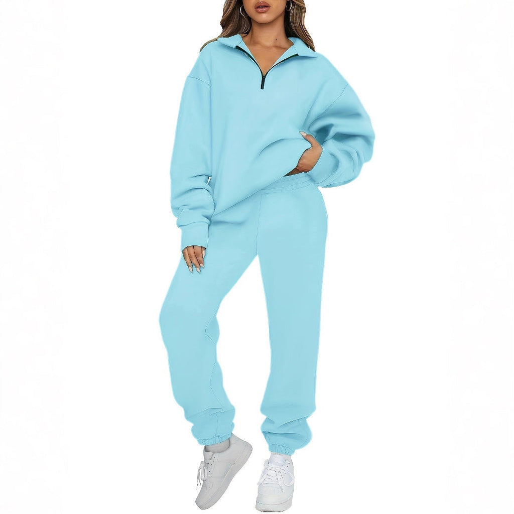 Ensemble de détente pour femmes en deux parties avec sweat-shirt à demi-fermeture éclair et coupe oversize, pantalon de jogging Echo Archiv