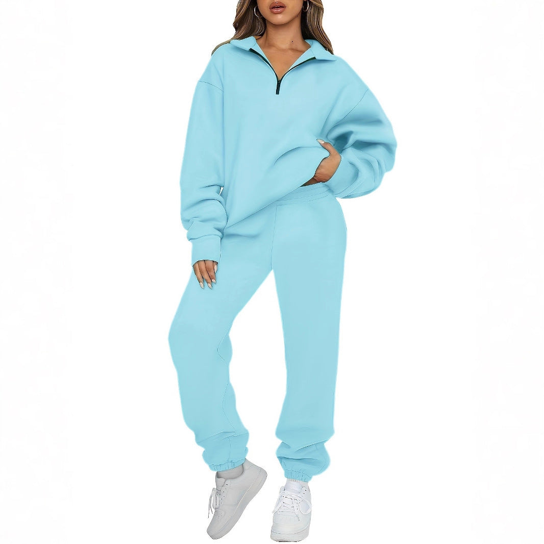 Ensemble de détente pour femmes en deux parties avec sweat-shirt à demi-fermeture éclair et coupe oversize, pantalon de jogging Echo Archiv