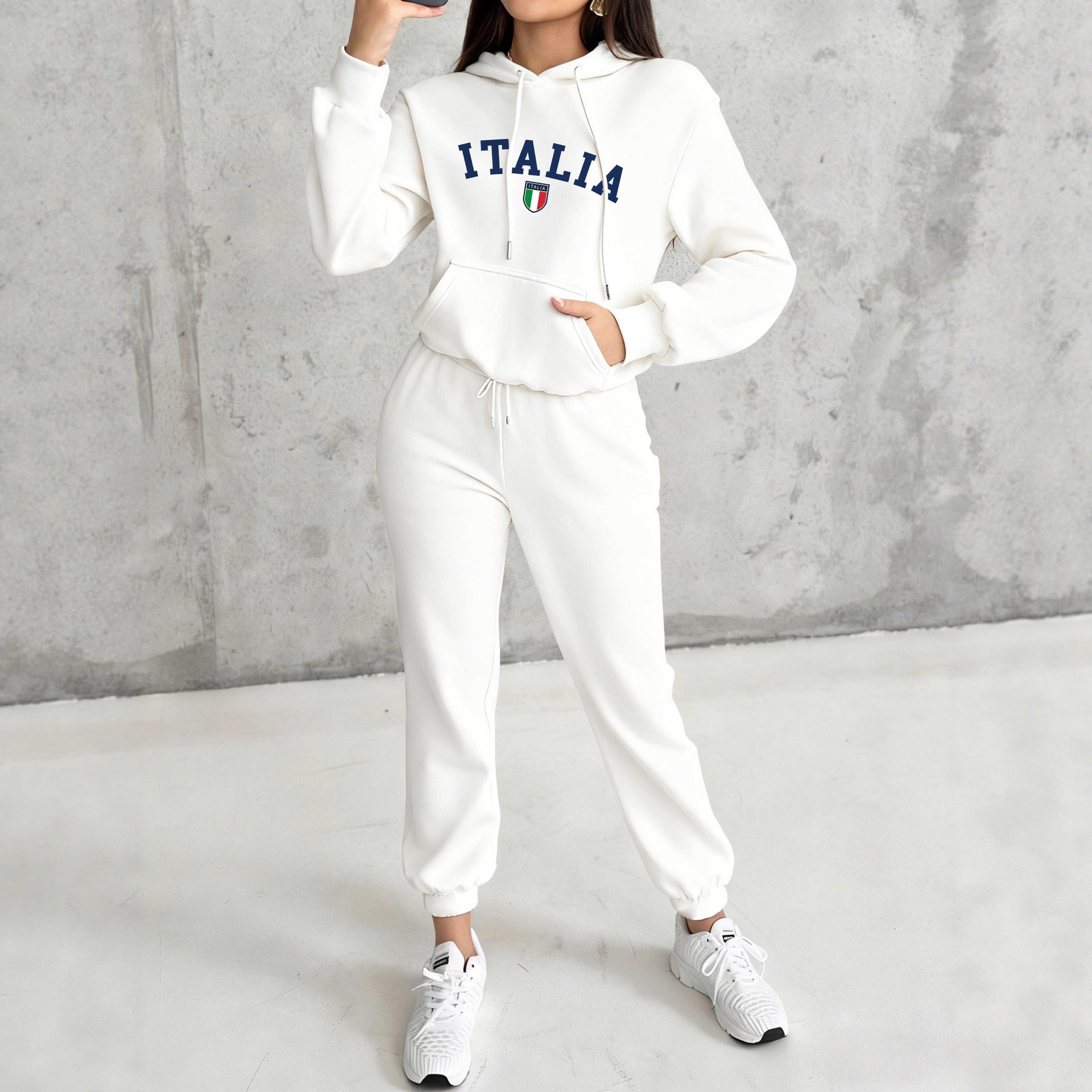 Ensemble de jogging à capuche pour femmes avec sweat à capuche douillet, poche kangourou, doublure douce brossée et impression Mexico - Echo Archiv