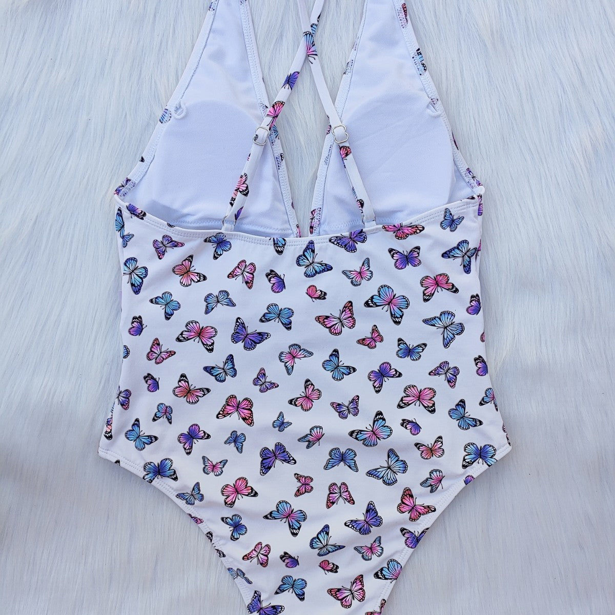Maillot de bain femme taille haute avec imprimé papillon R&B