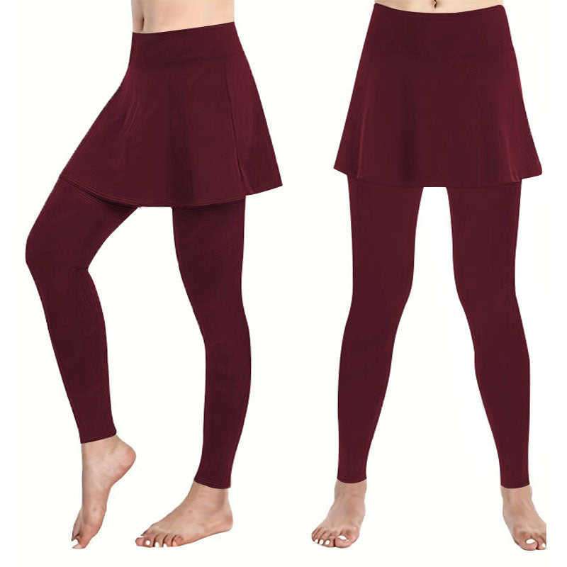 Leggings taille haute pour femmes avec jupe évasée intégrée et silhouette flatteuse Echoarchiv