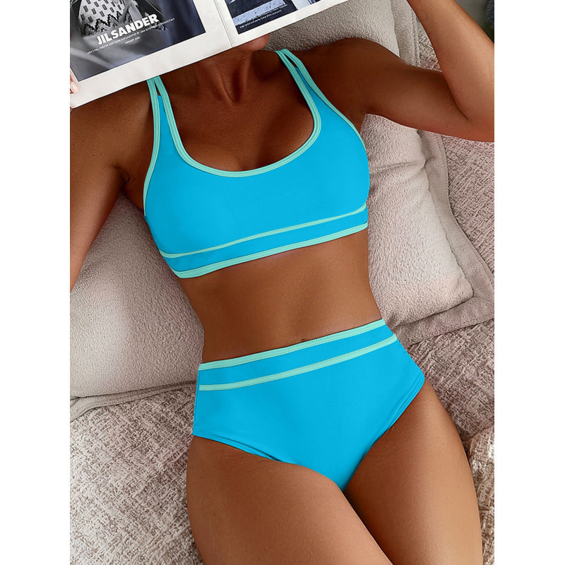 Bikini de sport pour femmes à taille haute avec des détails tendance R&B