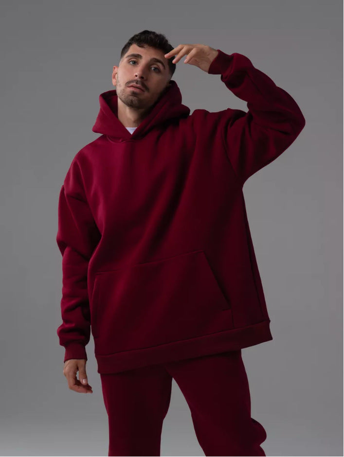 Homme nan lourd hoodie boxy en polaire avec épaules tombantes, capuche renforcée et poche kangourou Echo Archiv