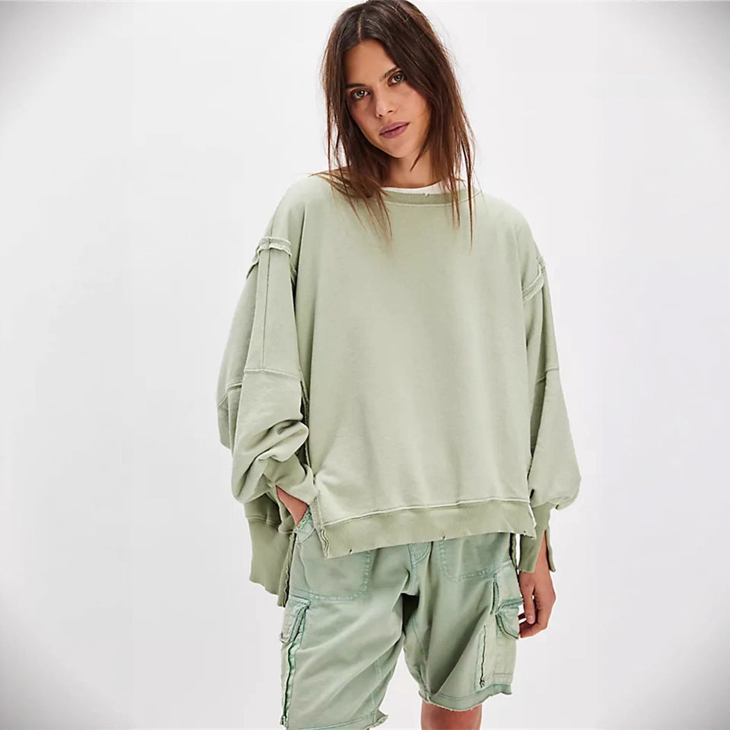 Sweatshirt oversized pour femmes avec manches ballon, coutures ouvertes et fentes latérales Echo Archiv