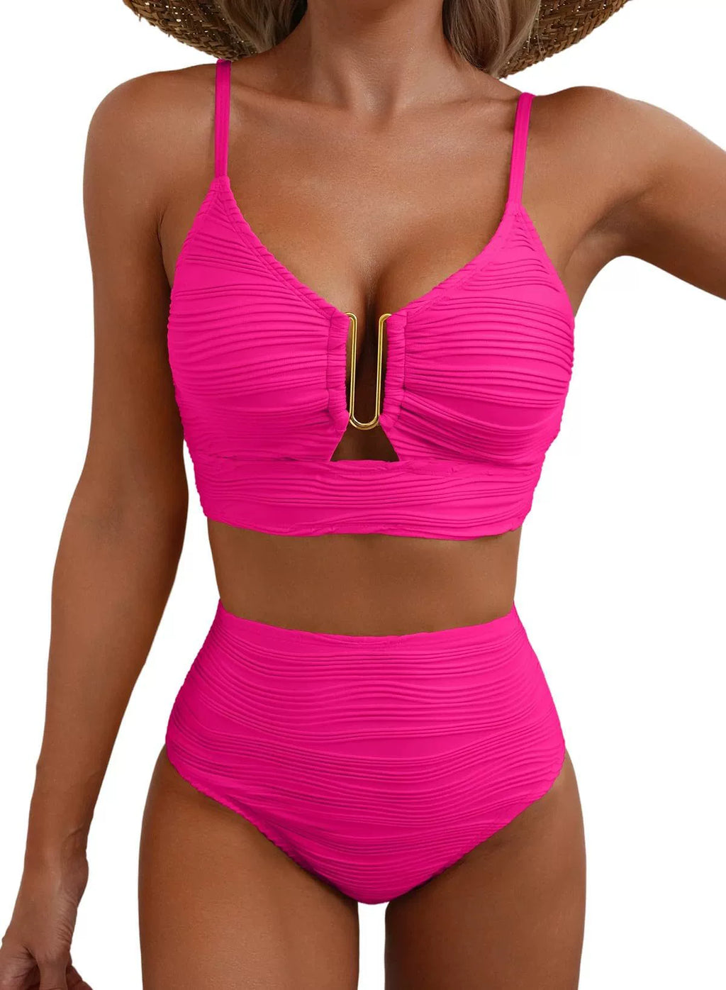 Siren | Ensemble de bikini taille haute avec détail U-Link doré