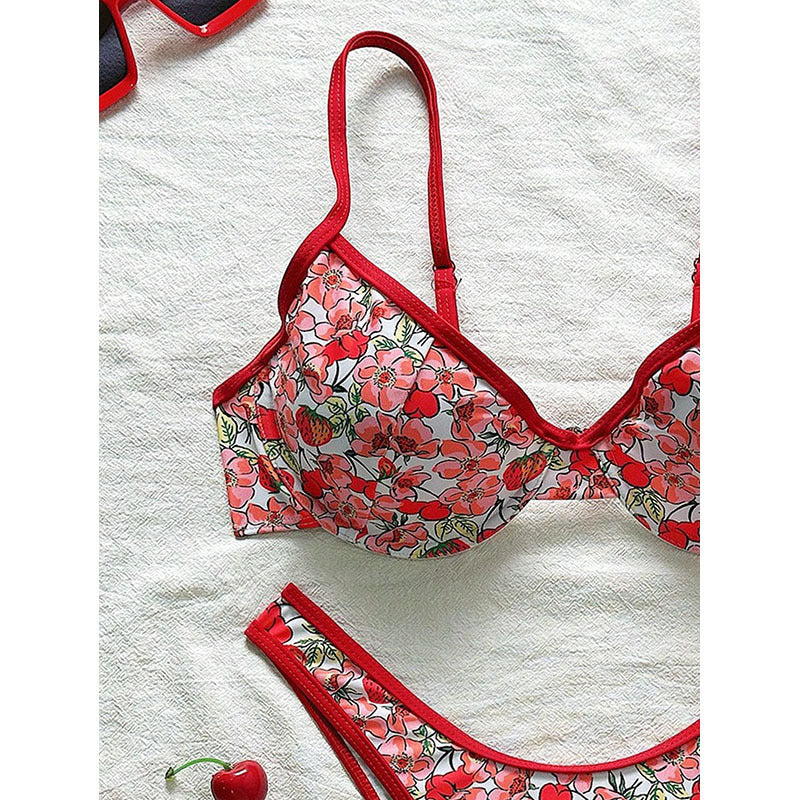 Bikini Push-Up pour femmes avec motifs floraux et bretelles ajustables R&B