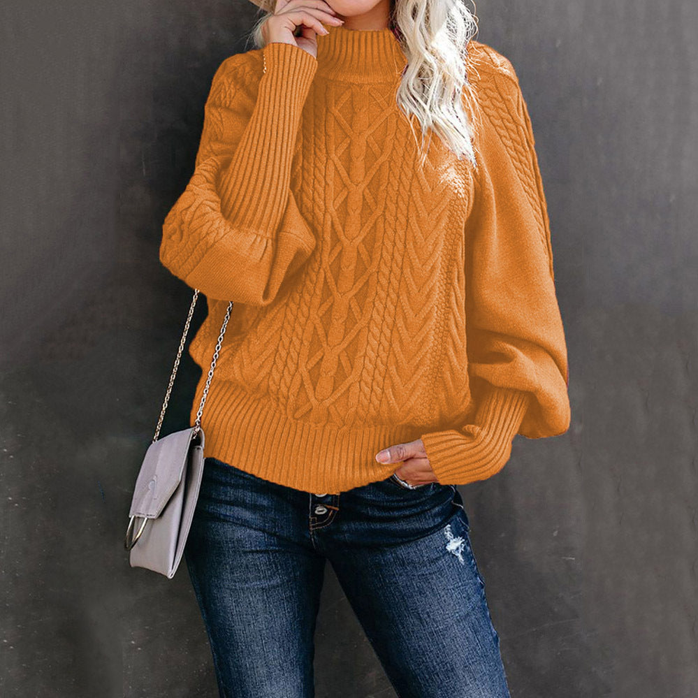 Pull Femme avec Design en Tricot Piqué et Manches Bouffantes