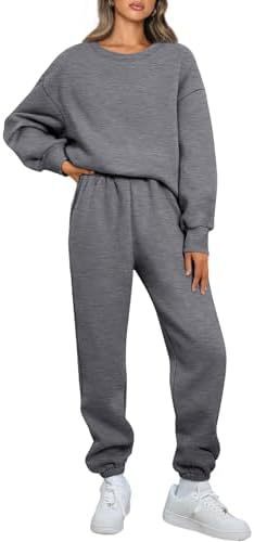 Ensemble de loungewear Relaxed pour femmes avec sweat-shirt oversize à col rond et pantalon de jogging taille haute ajusté en French Terry Echo Archiv