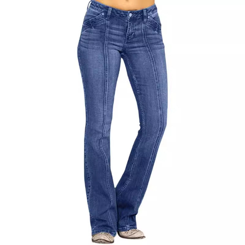 Jeans évasés pour femmes avec taille haute, coupe ajustée au niveau des hanches et denim élastique Echo Archiv