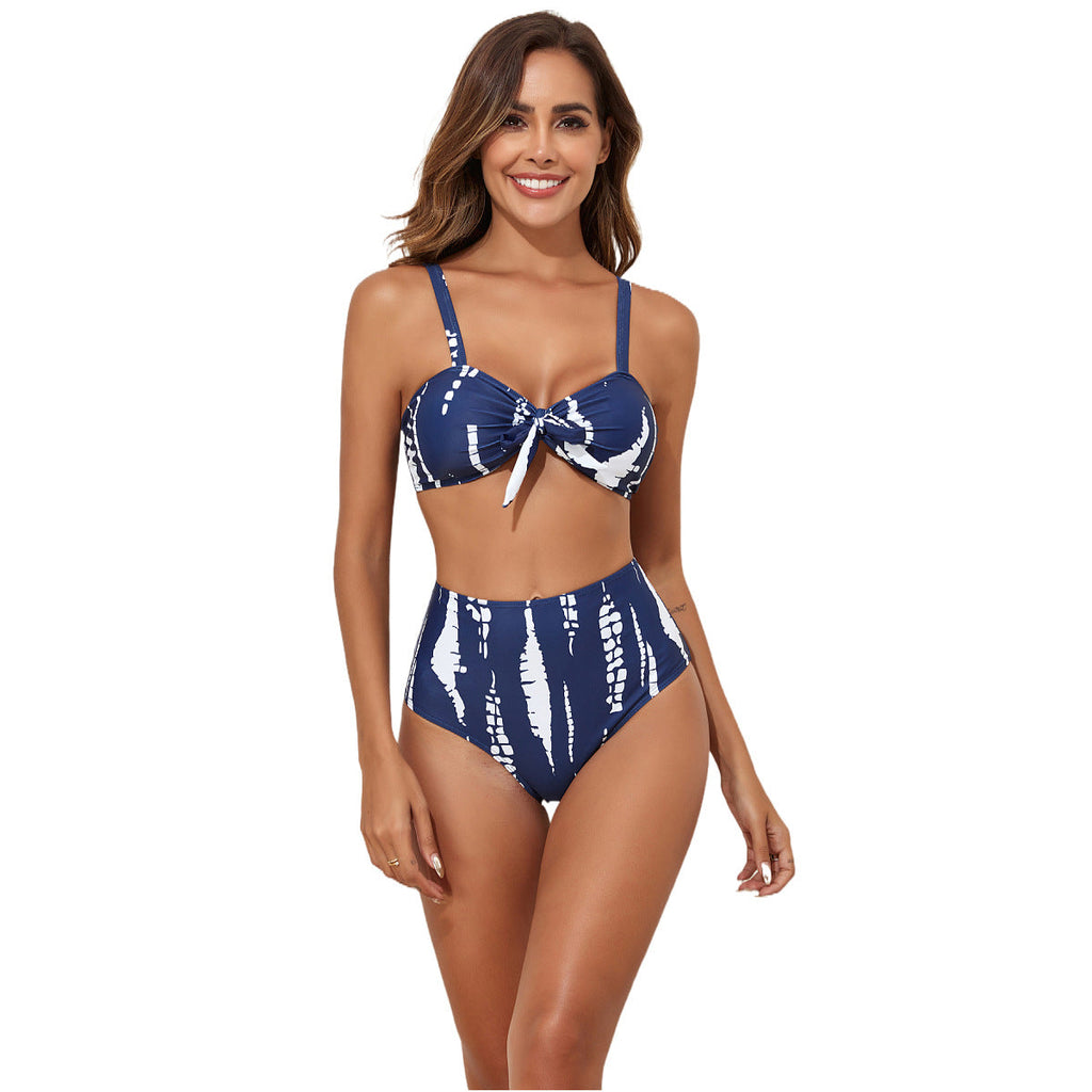 Ensemble de bikini taille haute pour femmes avec détail de nœud ludique R&B