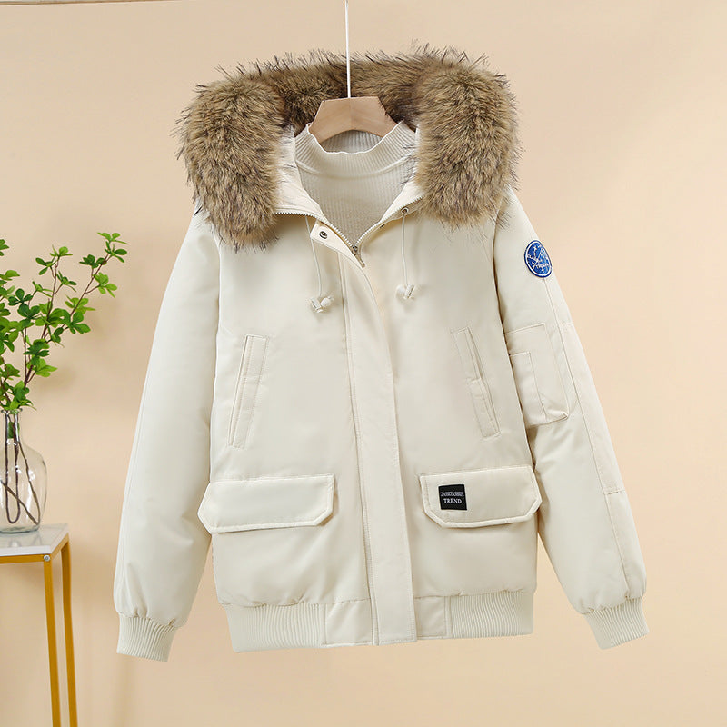Veste bomber matelassée pour femmes avec capuche en fausse fourrure amovible, poignets côtelés et fermeture éclair à double sens cachée Echo Archiv