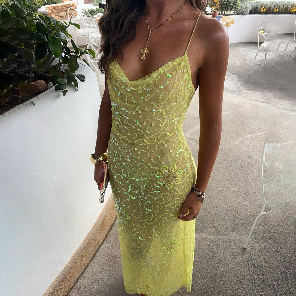 Robe maxi sans manches scintillante R&B