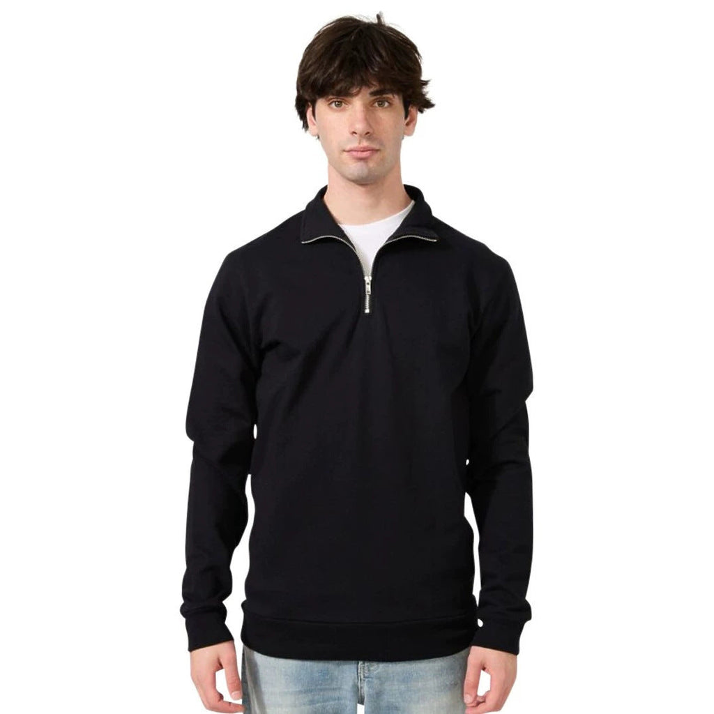 Pull Troyer pour hommes en mélange de merino avec fermeture éclair courte, ourlet côtelé - Echo Archiv