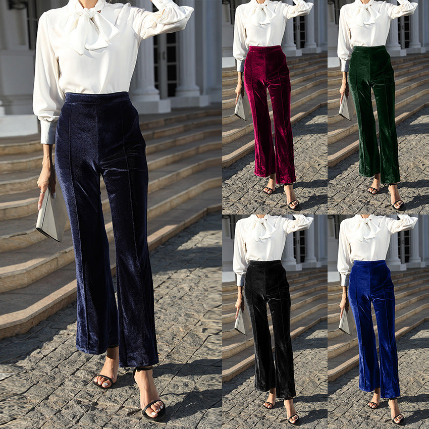 Pantalon en velours taille haute pour femmes Echoarchiv