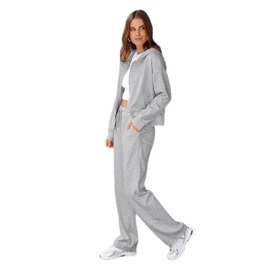 Ensemble de lounge pour femmes en deux parties avec veste à capuche zippée et pantalon large à taille haute en tissu sweat Echo Archiv