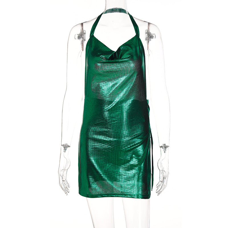 Robe mini brillante pour femmes dans un style chic décontracté avec un col halter Heidi-Mode