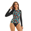Haut de bain fonctionnel pour femmes à manches longues avec un motif floral vif Echo Archiv