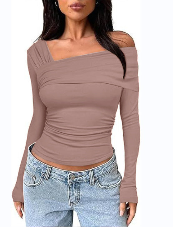 Chemisier Femme Off-Shoulder à Manches Longues