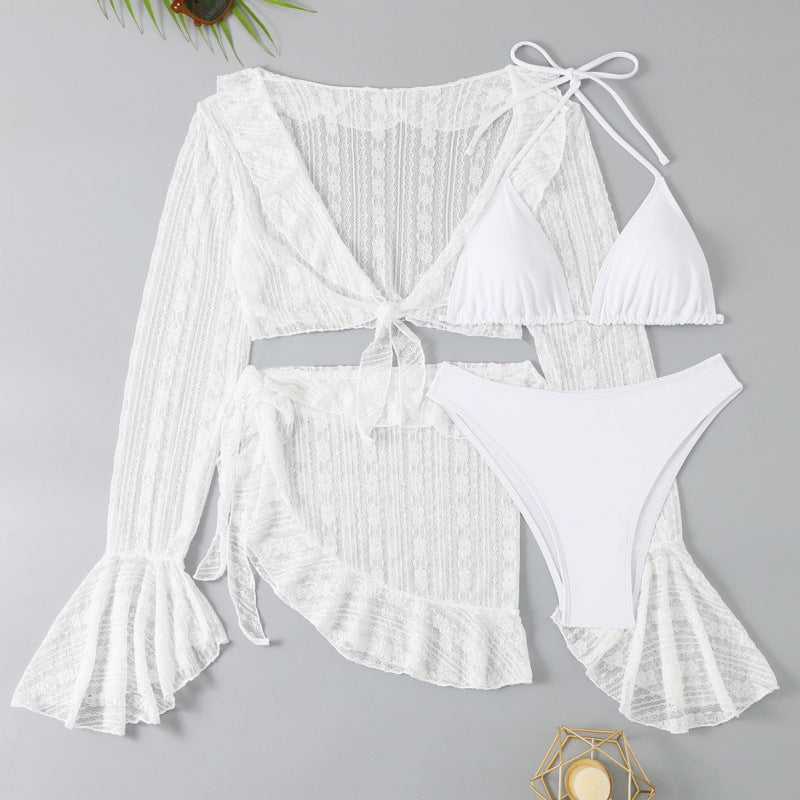 Ensemble de bikini de plage pour femmes avec haut court décontracté et jupe ludique R&B