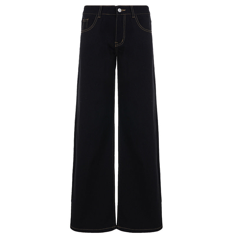 Jeans taille haute à jambe large pour femmes avec taille haute et surpiqûres contrastées Echo Archiv