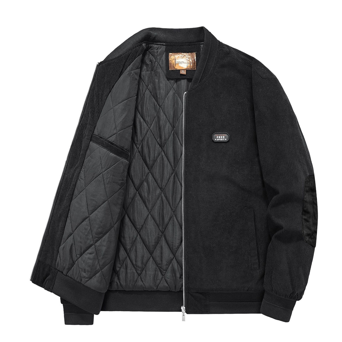 Veste bomber en velours côtelé matelassée pour hommes avec doublure matelassée et bords côtelés Echo Archiv