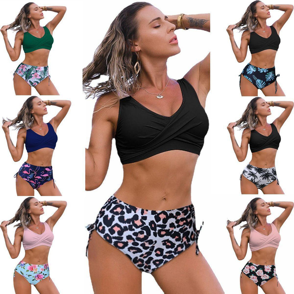 Ensemble Tankini Femme avec bas floral et haut drapé décontracté Echo Archiv