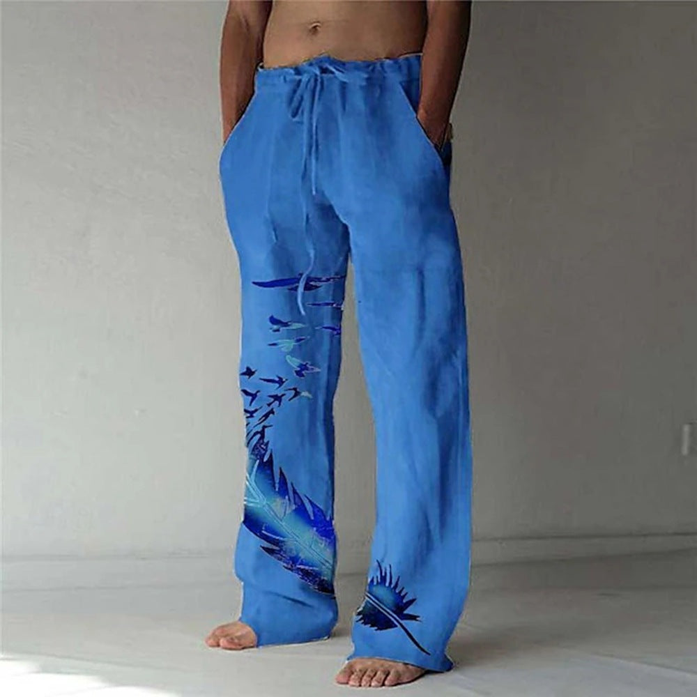 Pantalon d'été confortable pour femmes avec un design unique de plumes Echoarchiv
