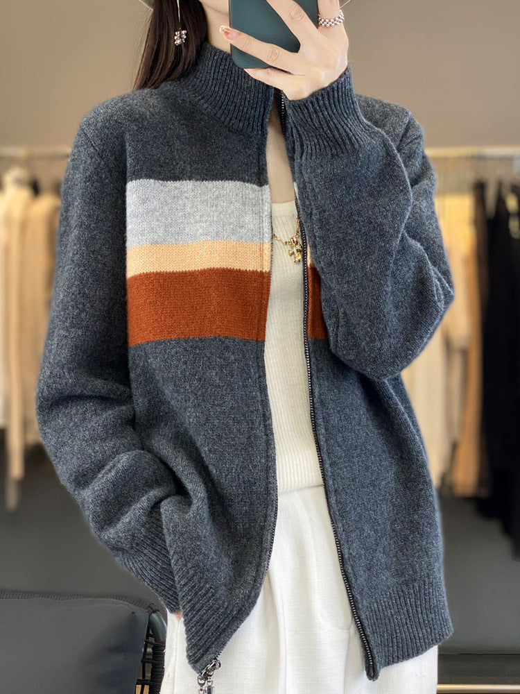 Gilet pour femmes avec rayures et fermeture éclair