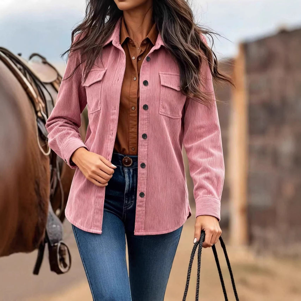 Veste en velours côtelé à la mode pour femmes