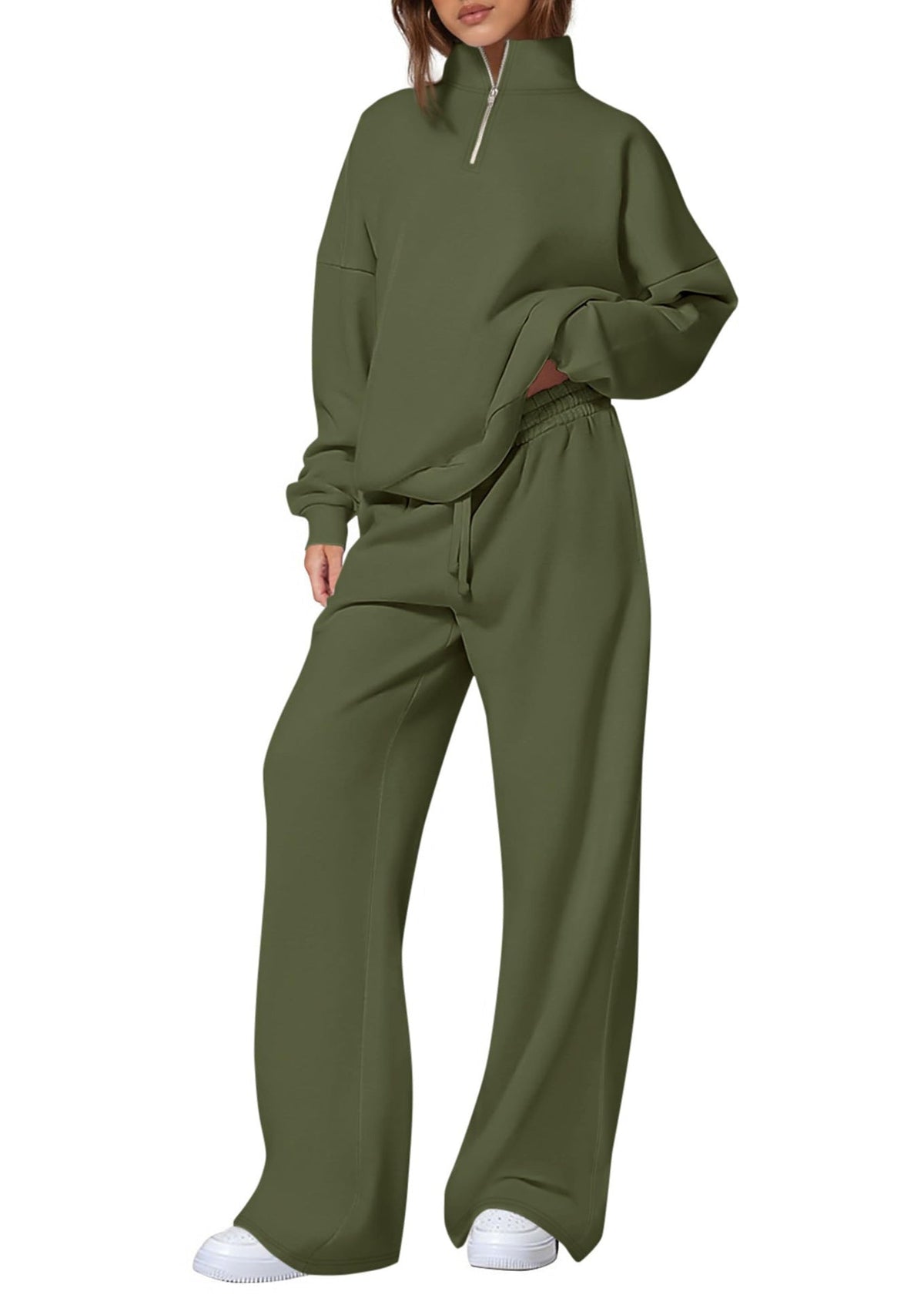 Ensemble de jogging oversized pour femmes avec col montant, demi-zip et jambes larges Echo Archiv