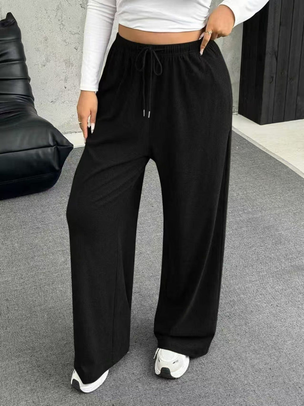 Pantalon de jogging large taille haute pour femmes Echoarchiv
