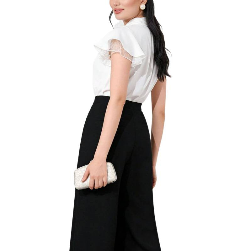 Blouse femme avec manches à volants et nœud féminin Heidi-Mode