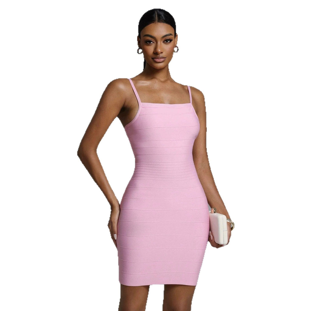 Robe Mini Ajustée pour Femmes avec Fines Bretelles R&B