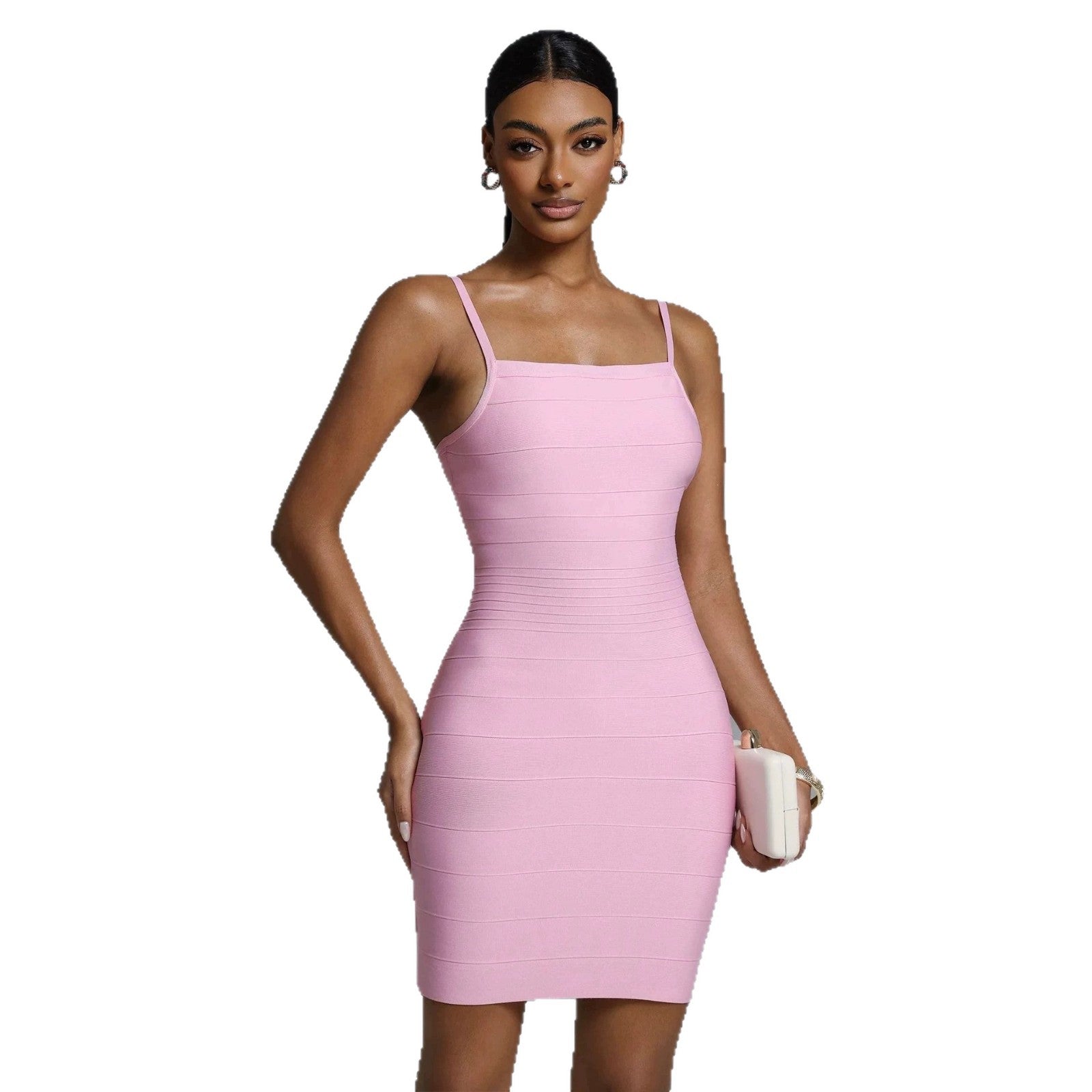 Robe Mini Ajustée pour Femmes avec Fines Bretelles R&B