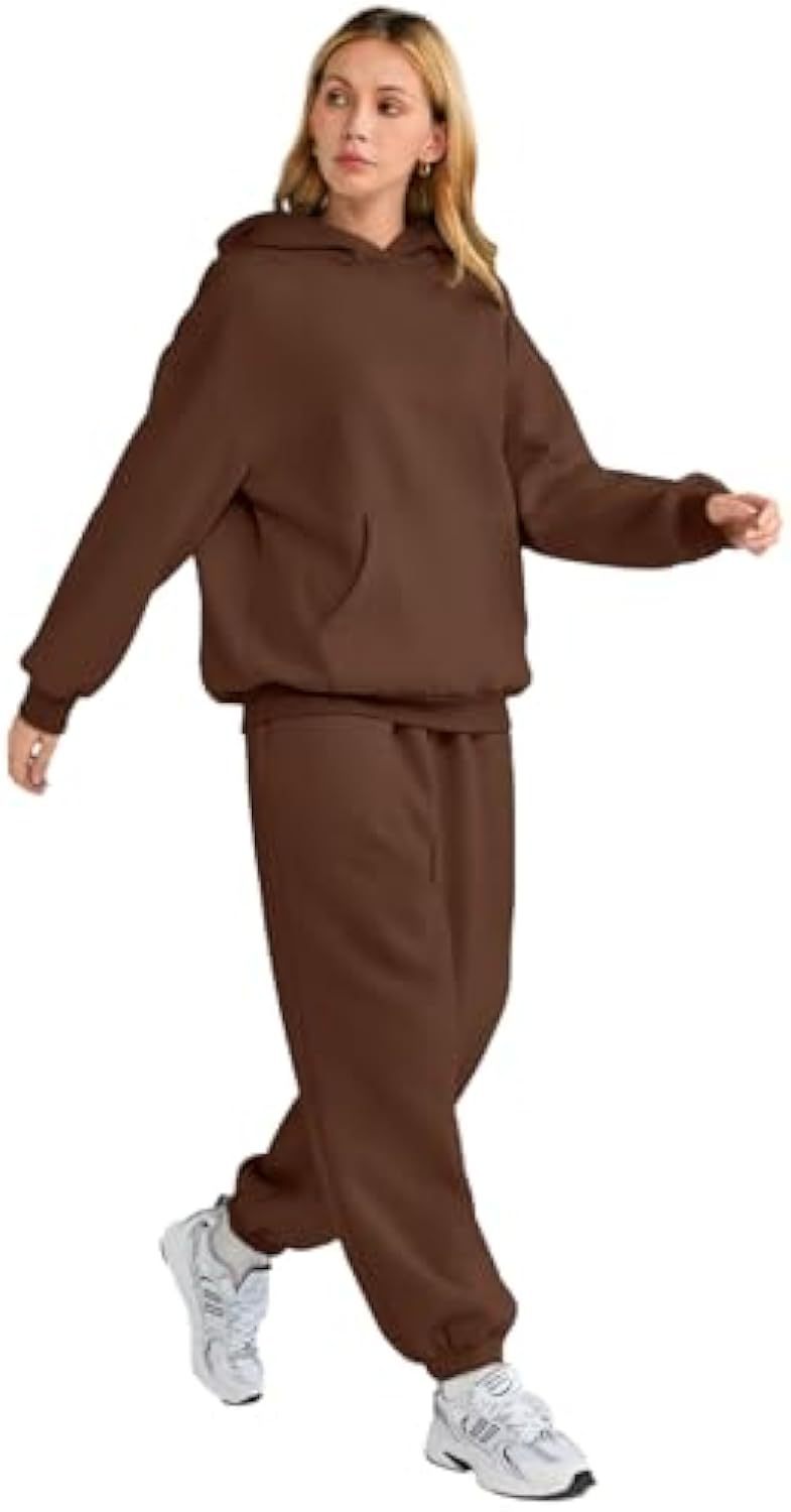 Ensemble de jogging à capuche décontracté pour femmes en French Terry avec sweat à capuche oversize et pantalon de jogging taille haute