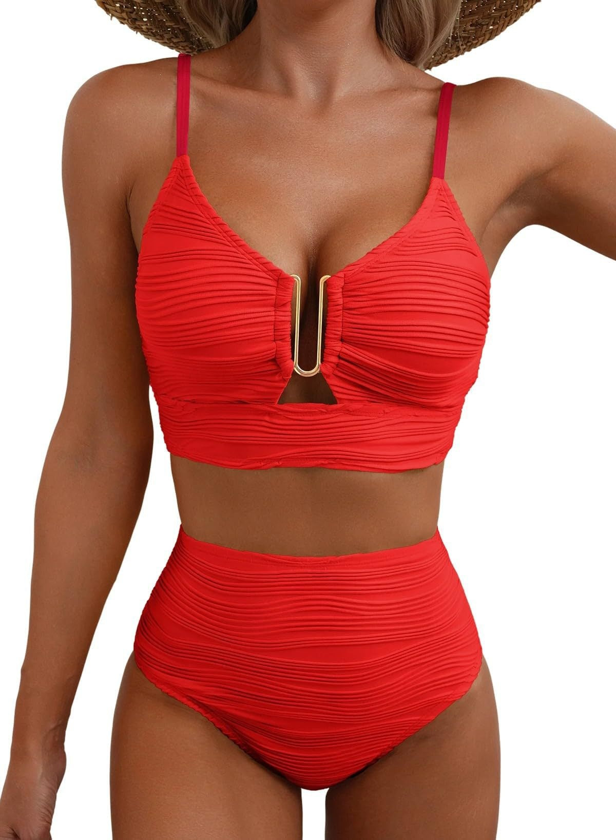 Bikini Femme Taille Haute avec Fronces R&B