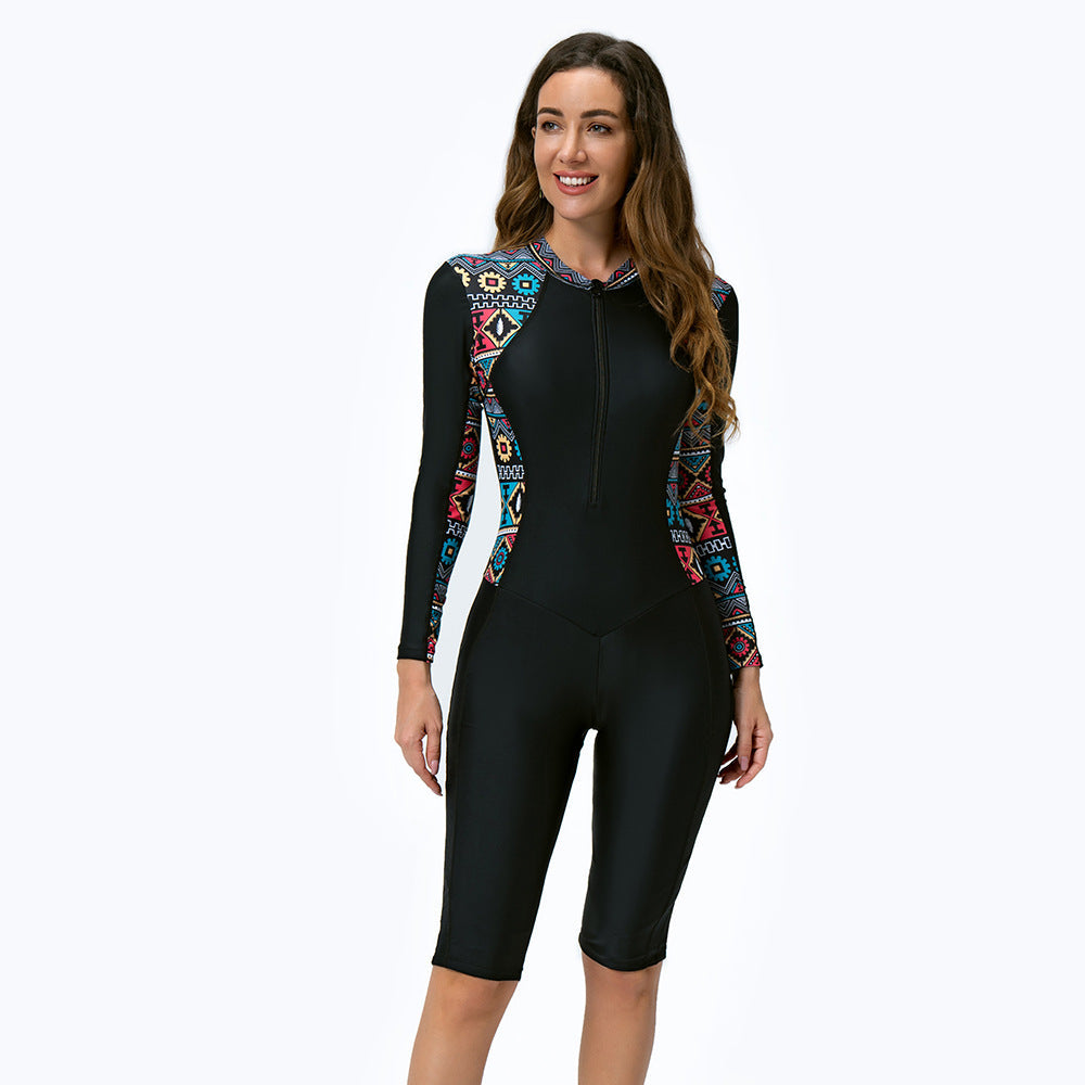 Maillot de bain une pièce à manches longues pour femmes R&B