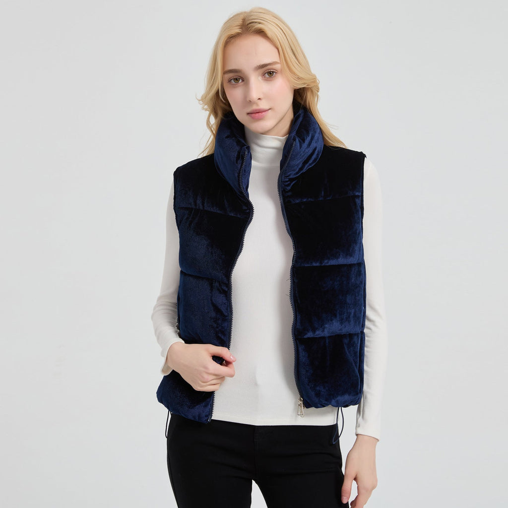 Gilet d'isolation en velours matelassé pour femmes avec col montant et ourlet ajustable Echo Archiv
