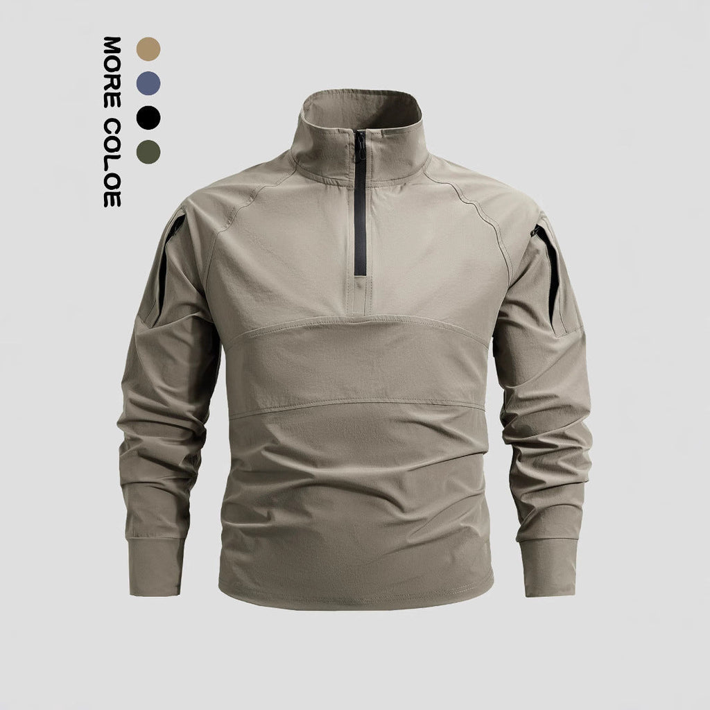 Pull-over tactique Halfzip pour hommes avec col montant, fermeture éclair cachée et poches sur les manches Echo Archiv