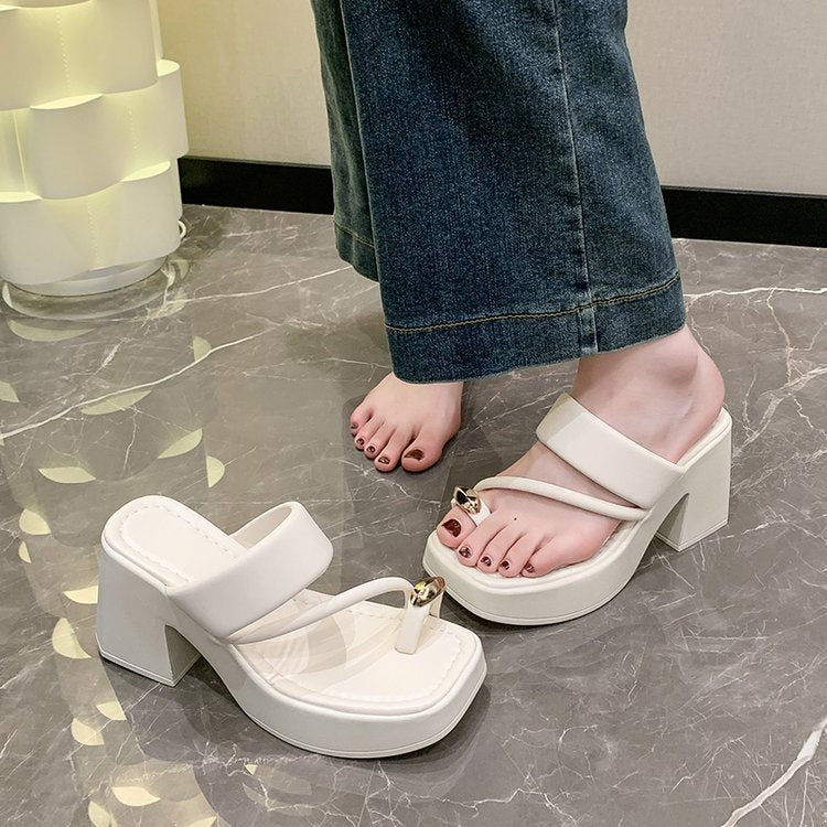 Sandales à brides pour femmes avec talon bloc R&B